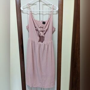 🩷 Free Press Pretty Blush Spaghetti Strap Front Knot Short Dress Size L